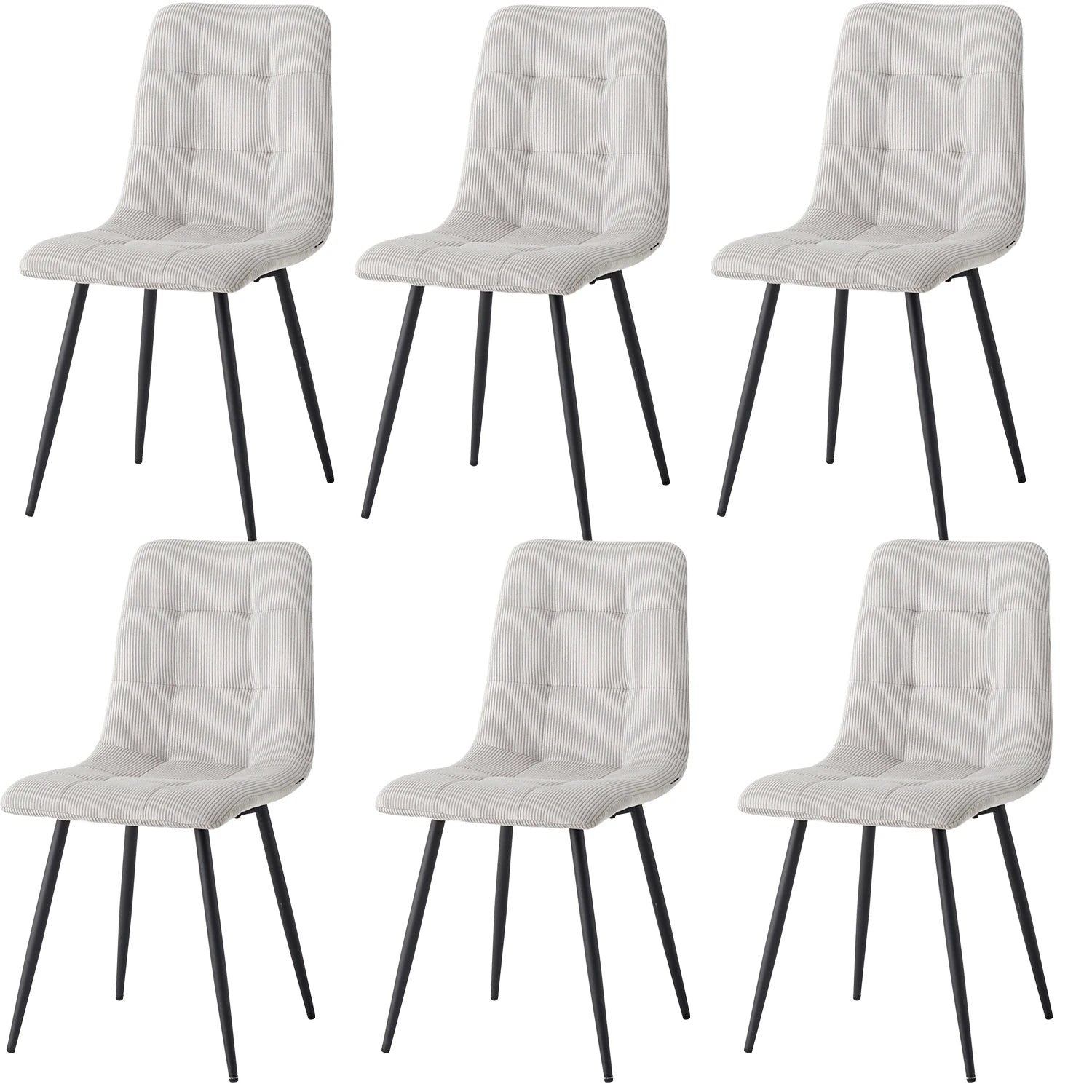Set of 2/4/6 Modern Dining Chairs Upholstered Padded Corduroy Fabric Chairs Metal Legs for Restaurant  Dining Room