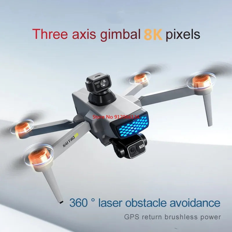 8K ESC 3 Axis Gimbal 360° Obstacle Avoidance WIFI FPV RC Drone 5G Brushless Electric GPS Follow Me Remote Control Quadcopter Toy