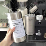 600ml Thermos Portable Stainless Steel Coffee Cup Thermos Bottle with Straw Insulation Drinkware Does Not Contain BPA