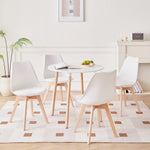 Modern Round Dining Table Nordic Scandinavian MDF Top Solid Beech Legs for Living Room Dining Room White