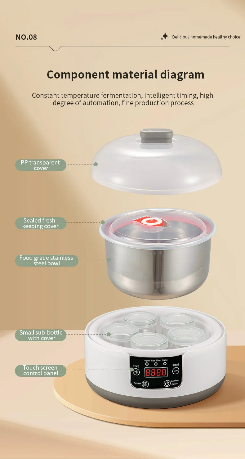 Electric Mini Yogurt Maker Automatic Multifunctional Yogurt Machine Kitchen Rice Wine Maker Natto Fermenting Machine Household