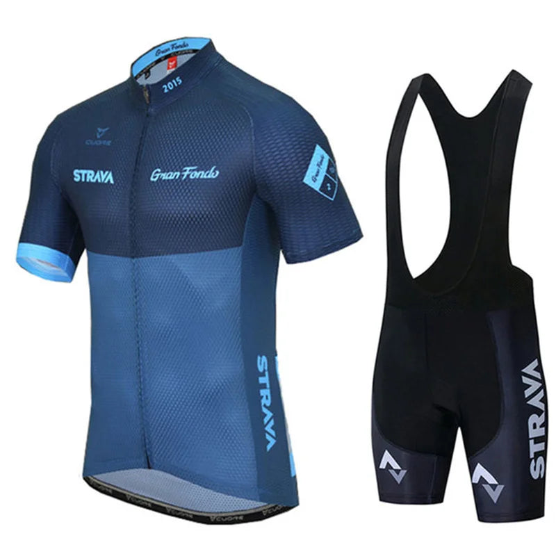 2025 STRAVA Cycling Jersey Set – Men’s Short Sleeve Pro Team Bike Clothing, Summer Road & MTB Bicycle Wear Maillot Ciclismo