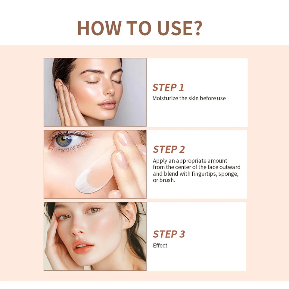 Color Changing Foundation 4 in 1 Moisturizing SPF 30+ Hydrating Color Longwearing Waterproof Travel Coverage Makeup Base