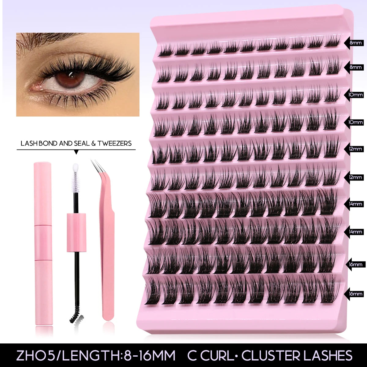 DIY Lash Extension Kit Individual Eyelash Extension Kit Cluster Lashes Kit Lash Glue Remover for Eyelash Extensions Makeup