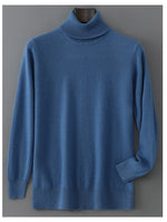 Men's 100% Pure Wool Pullover Sweater For Autumn Winter High Collar Knitted Long Sleeved Loose Solid Color Casual Simple Warmtop