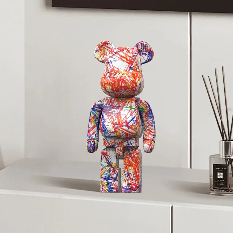 Graffiti Bear Figurine 27cm – Abstract Home Decor & Money Jar