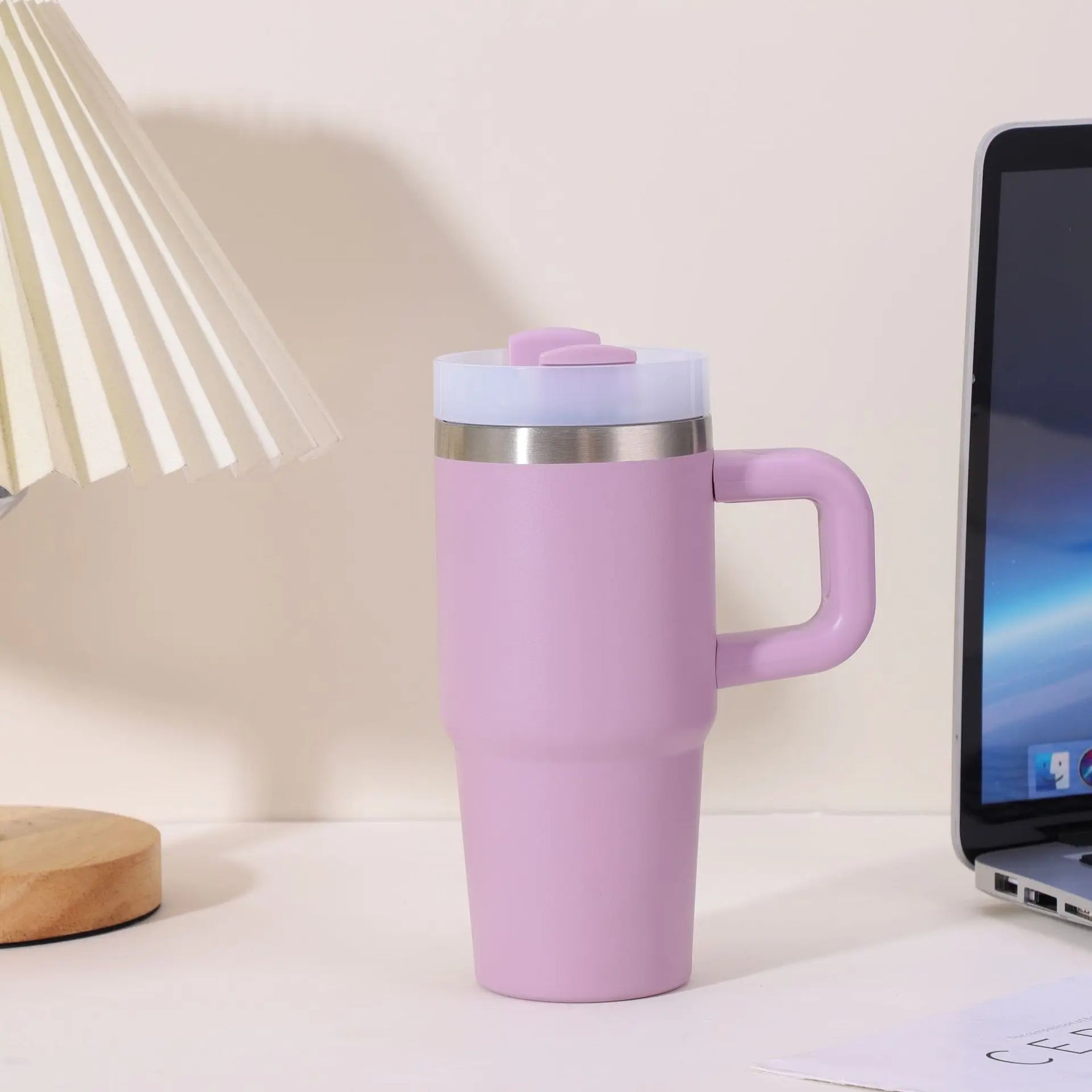 14oz Car Mug with Handle Double-layer Vacuum Coffee Cup Portable Water Cup Large Capacity 304 Stainless Steel Travel Thermal Cup