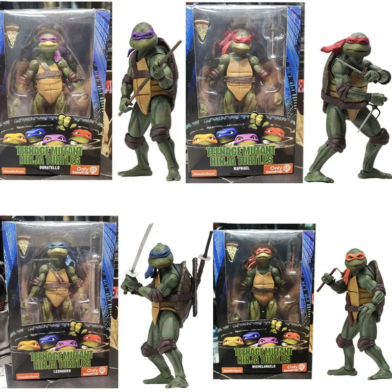 Ninja Turtle Anime Action Figure Neca 1990 Film Version Edição limitada, Estátua de PVC Presentes de Aniversário do Menino