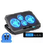 Laptop Cooling Stand for 17 Inch Notebook with 5 Height and 6 Wind Speed Adjustments, 4 Fans, LCD Display, and 2 USB Ports