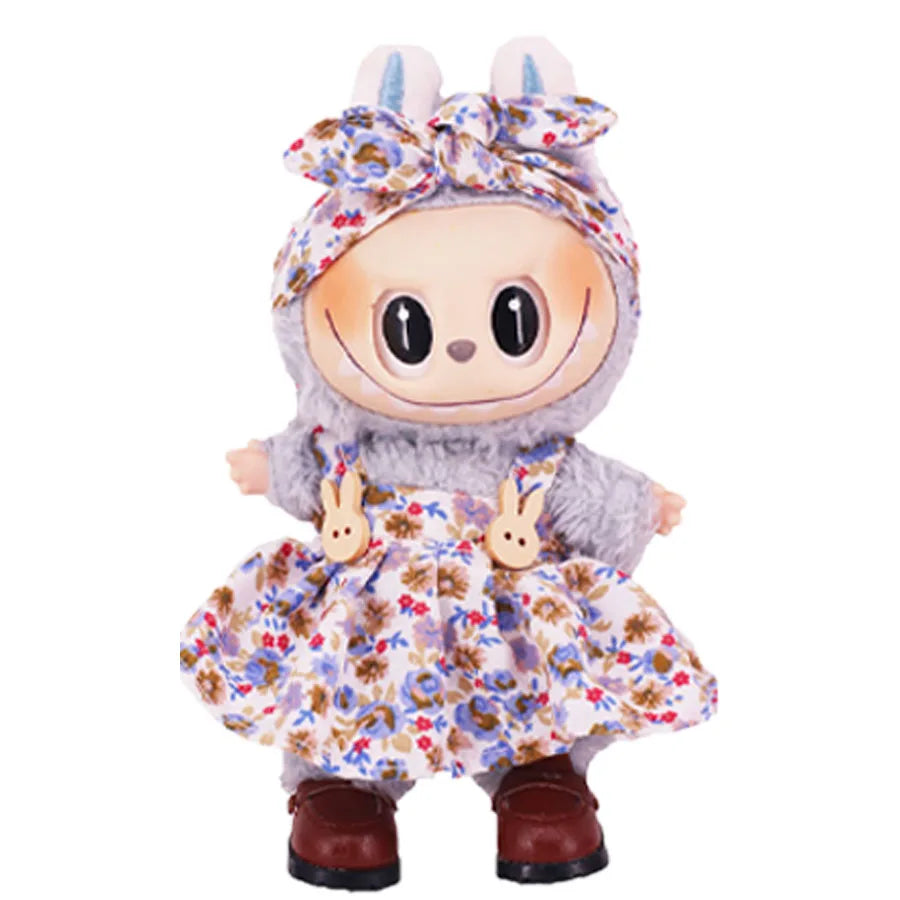 For 17Cm Plush Doll Labubu Clothes Accessories Pants Skirts Cute Overall Doll Shoes Leather Shoes Martin Boots Holiday Gifts