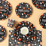 Halloween Disposable Tableware Pumpkin Ghost Boo Paper Plates Cups Napkins Kids Favor Happy Halloween Decoration Trick or Treat