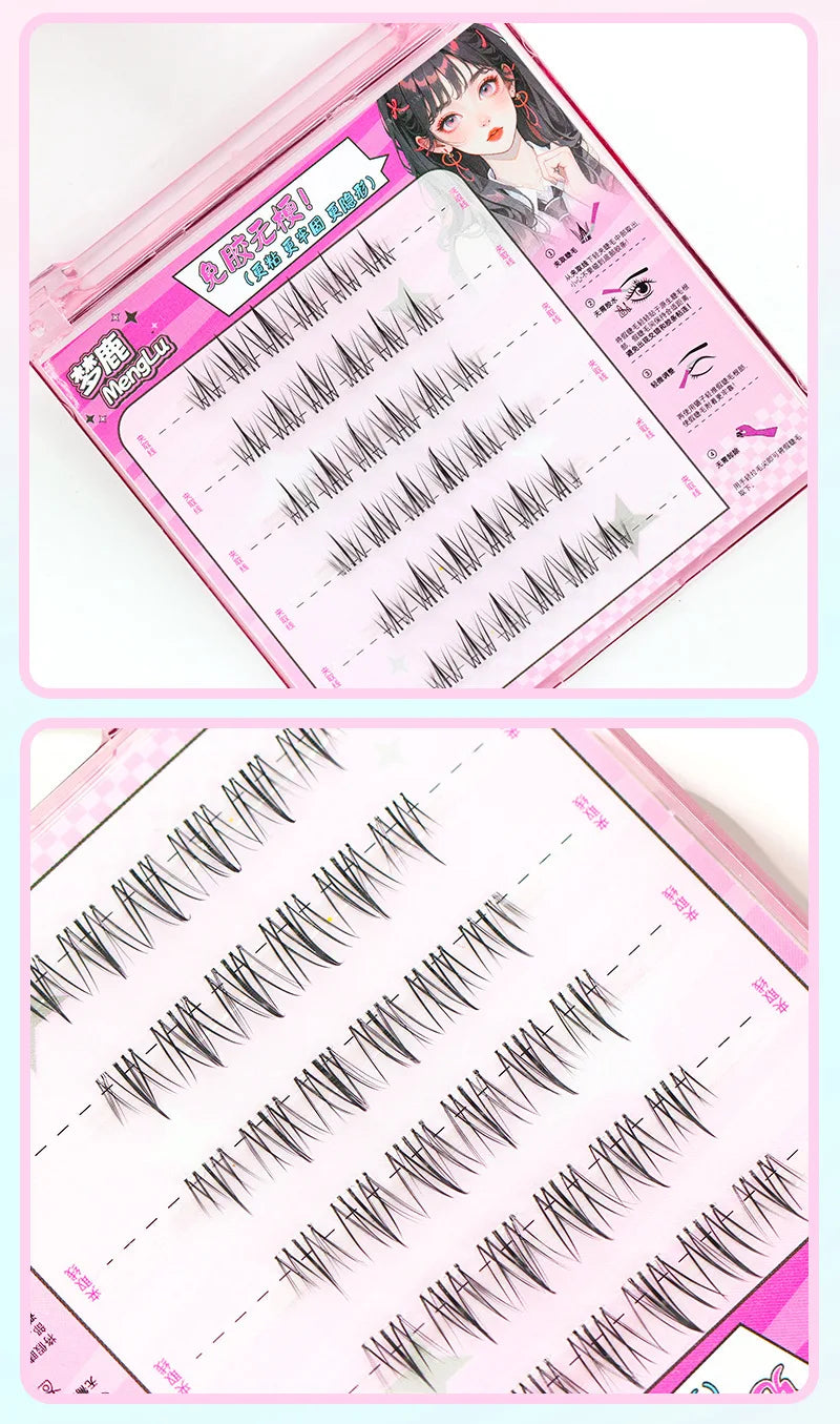 Upgraded Sunflower False Eyelashes No Glue Fake Lashes  Natural Reusable Band-Free Lashes Manga Lash Makeup Korean
