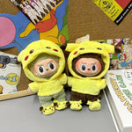 For/Cloth 17cm Labubu New Mini Plush Doll Clothing Set Cute Pikachu Suit Cartoon  Vinyl Doll Kpop Idol Doll Clothing Accessories