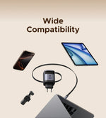 UGREEN 65W GaN Charger With Retractable USB C Cable For iPhone 17 16 Pro Samsung Xiaomi Laptop Macbook Tablet PD Fast Charger