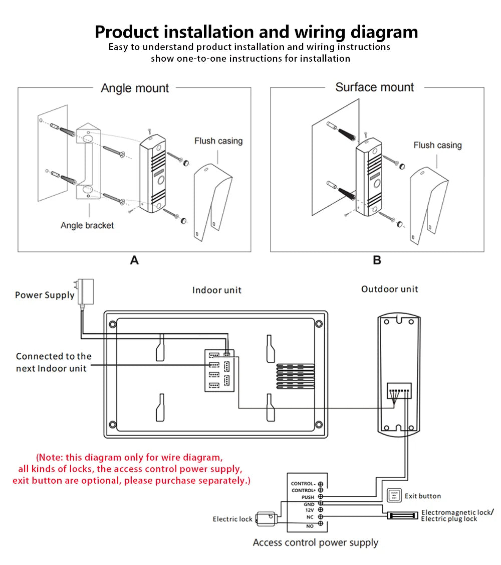 720P Video Doorbell 7‘’ Color Screen Home IntercomHigh-Definition Intelligent Night Vision Electronic Access Control System