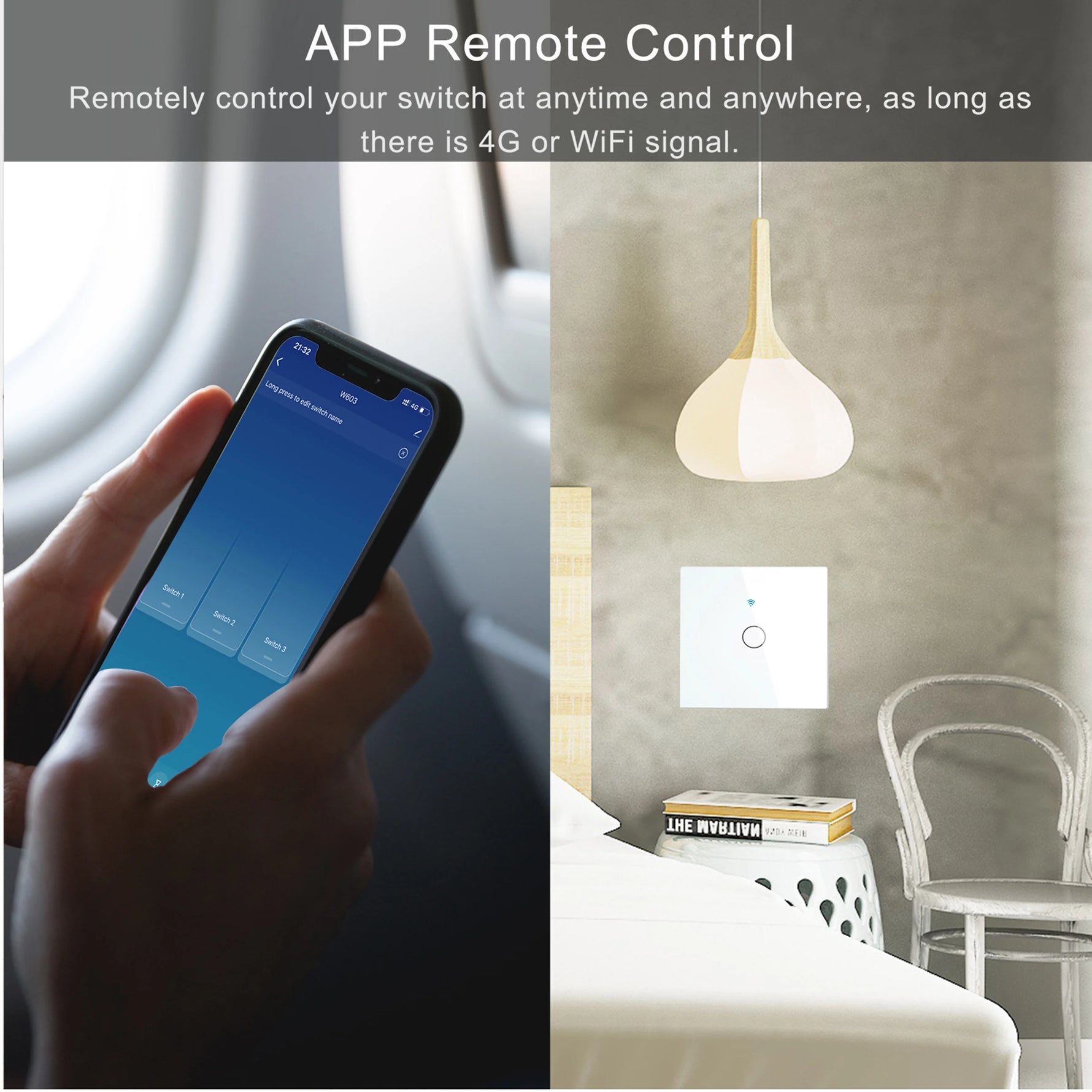 AXUS EU WiFi Smart Light Switches Touch Switch RF433 No Neutral Wire Smart Home Life Tuya App Control Support Alexa Google Home