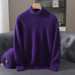 Autumn Winter Men's High Neck Pullover Knitted Sweater 100% Mink Cashmere Long Sleeved Loose Business Casual Warm Top New Styles