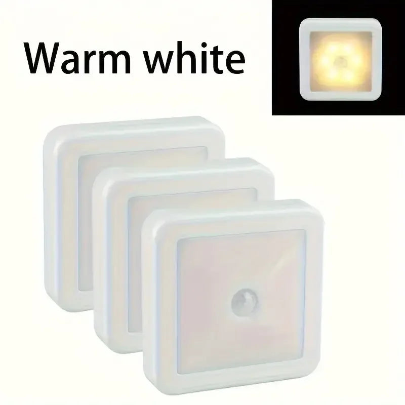 1/3pcs 6 LED Motion Sensor Night Light Wireless Wall Puck Lamp for Closet, Under Cabinet, Stair, Step, Hallway