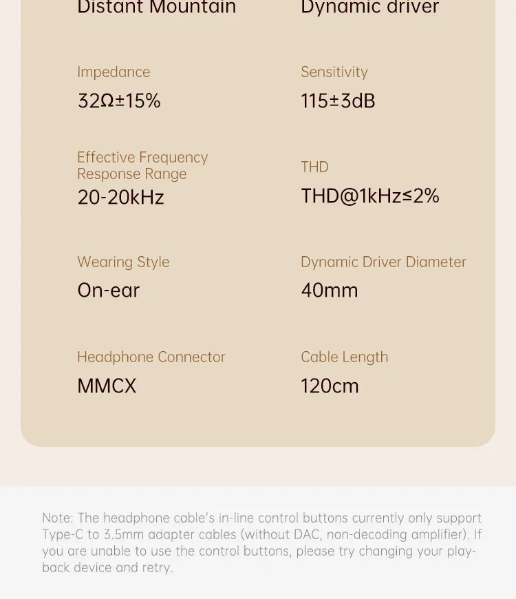 ROSESELSA Distant Mountain Retro Over Ear HiFi Headsets OOTD Vintage Metal Wired Headphones with MMCX 3.5mm Plug