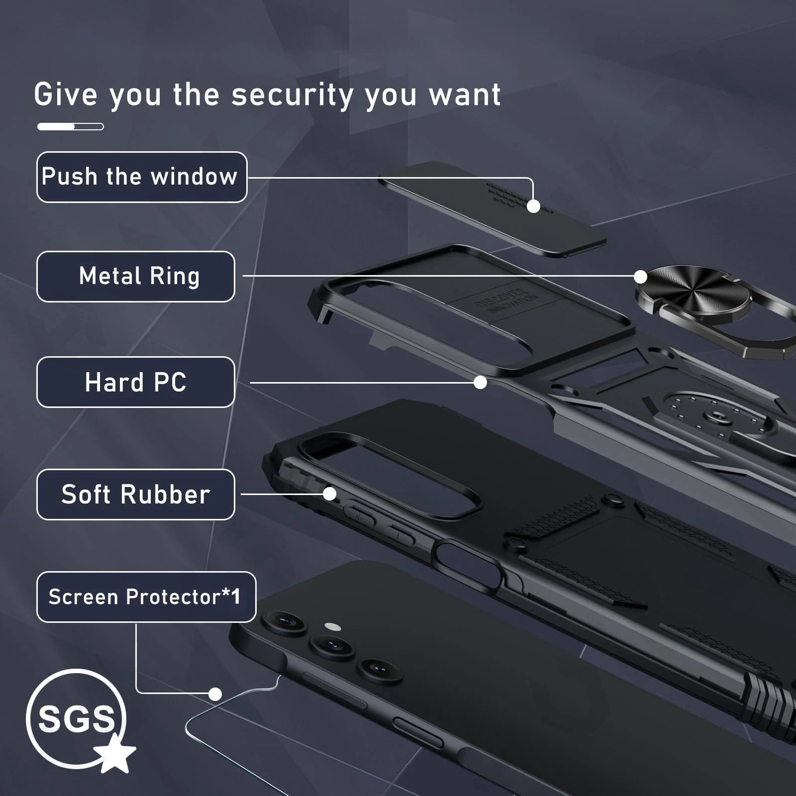 Case For Samsung Galaxy S25 S24 S23  Ultra Plus  FE A17 A36 A56 A55 A35 5G Military-Grade Protection Phone Slide Camera Cover