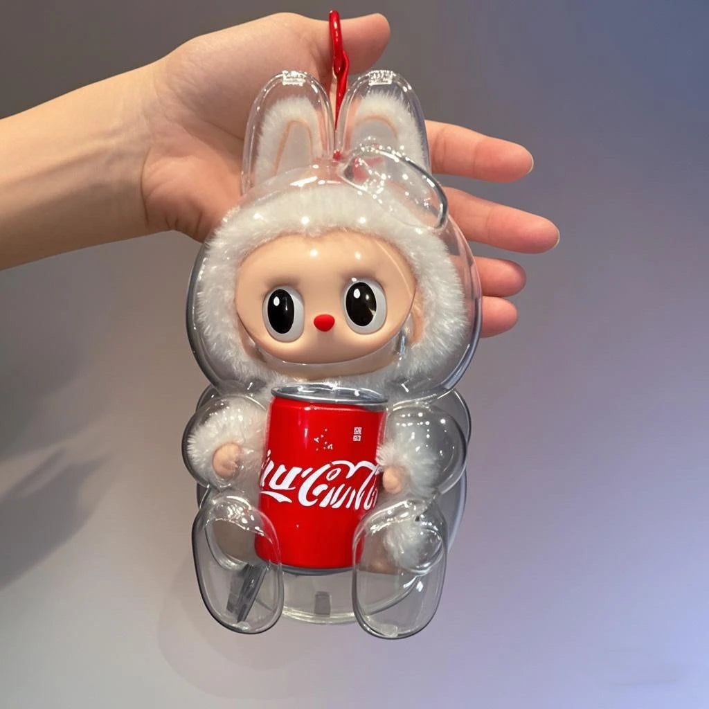 1PC Transparent Protective Cover For LABUBU Coca Cola Happy Factor  Dustproof Cover Storage Box Backpack Hanging Decor (No Doll)
