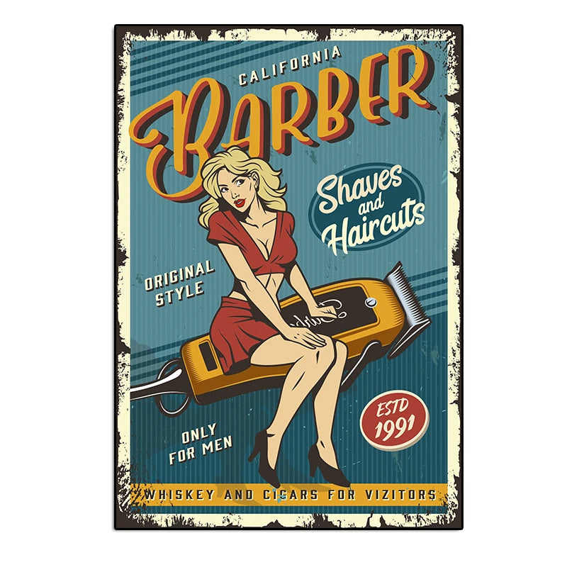 Vintage Barber Shop Salon Posters Barbershop Haircut And Shave Beard Canvas Painting For Home Decor Mural Office Prints