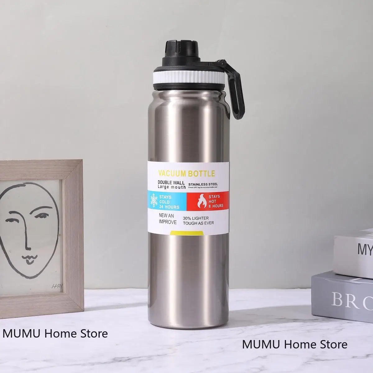 600/800/1000ML Outdoor Thermos Water Bottle Stainless Steel Insulated Cup Keeps Cold and Heat Thermal Mug Travel Vacuum Flasks