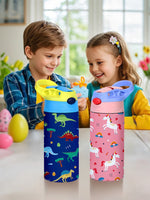 12OZ/350ml Cartoon Pattern Thermos Cup Stainless Steel Insulated Bottle Children Thermos Kettle Outdoor Portable Handheld Cup