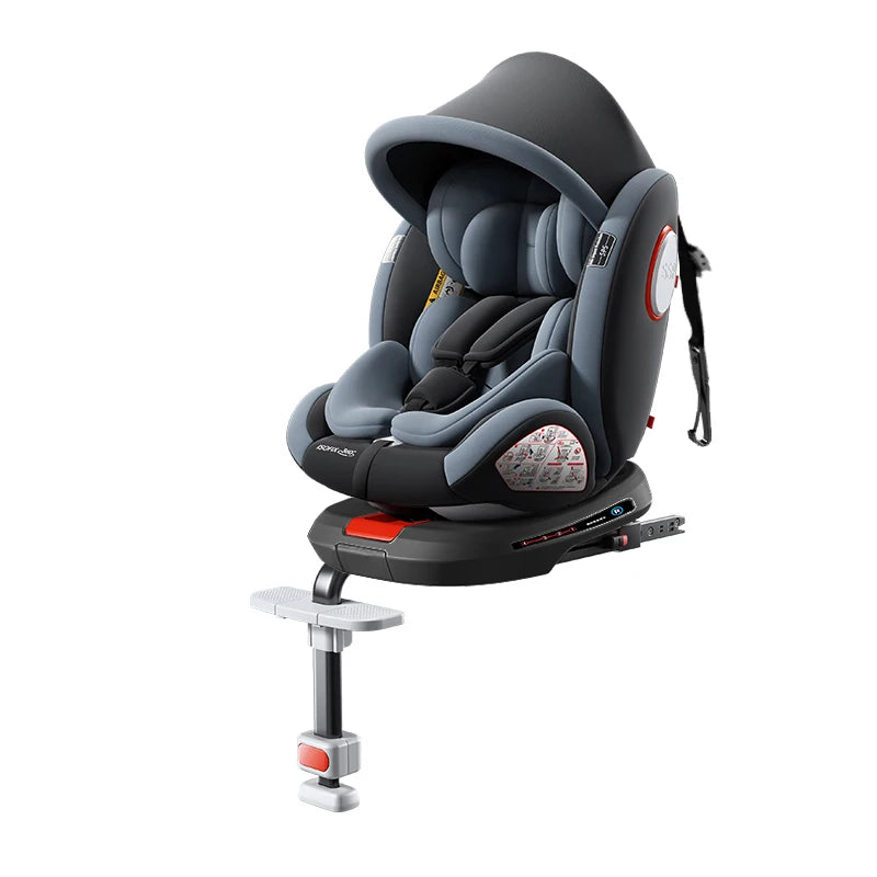 Adjustable Child Car Safety Seat with ISOFIX Baby 360 Rotating Direction Angle Suitable for 0 to 12 Years with Footrest