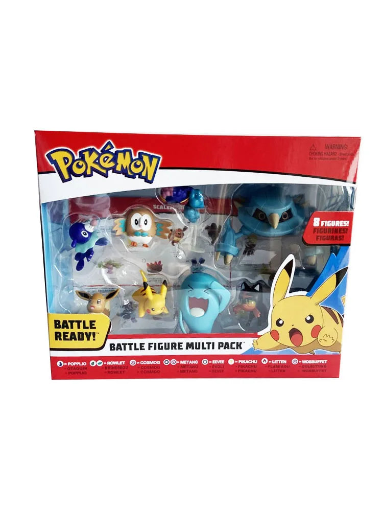 Pokemon Pikachu Figures Popplio Rowlet Cosmog Metang Eevee Litten Wobbuffet Pika Action Figure Toys for Children 8 Pcs / Set