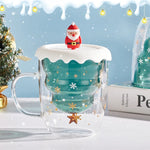 Christmas Tree Cup Transparent Double Heat Resistant Creative Couples Mug Snowflake Drinking Glass Children's Gift Coffee Cups