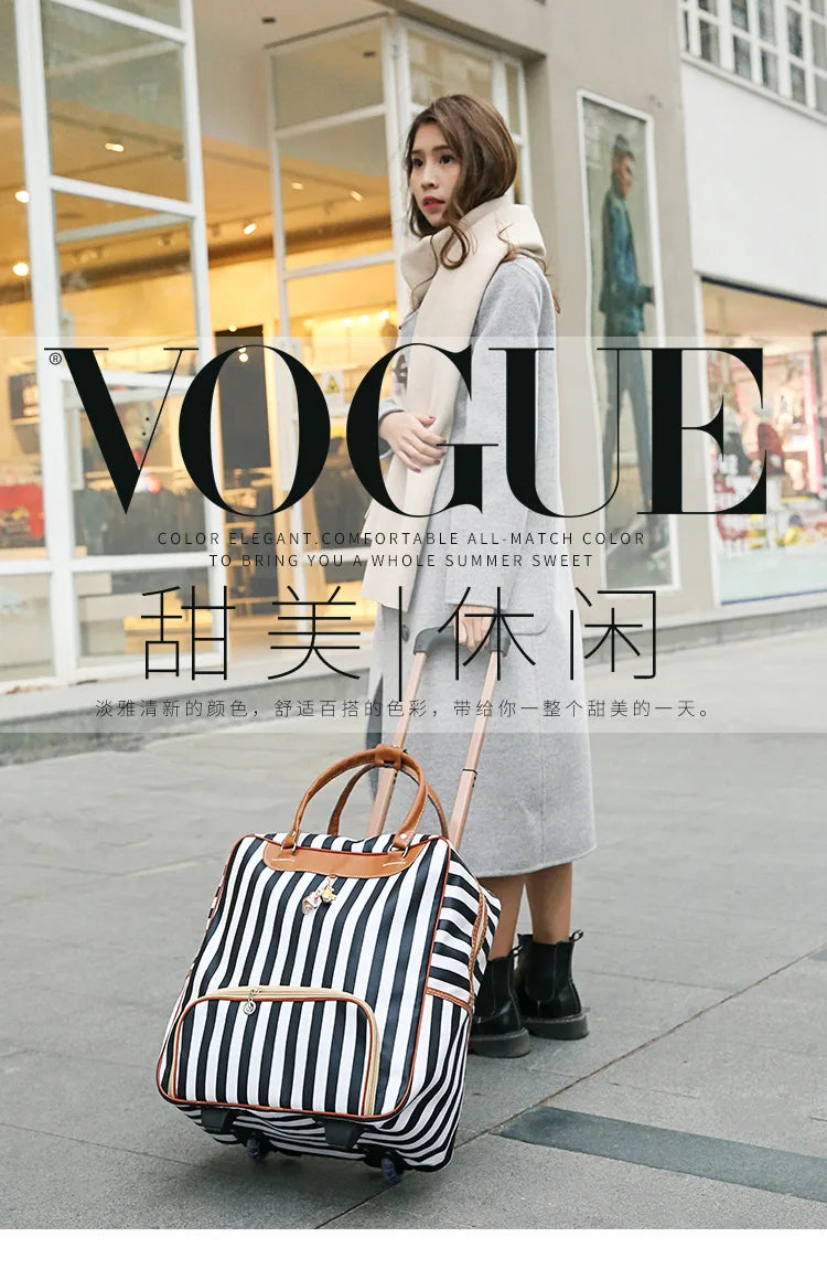 Fashion Women Travel Luggage Trolley Bag on Wheels Suitcase Business Boarding bag Travel Rolling Suitcase Bags