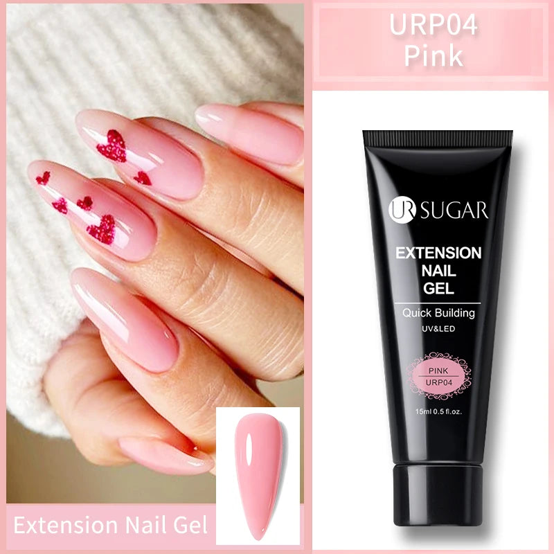 UR SUGAR 15ml Extension Gel Nail Polish Bright Nude White Clear Semi Permanent UV Hard Gel Nails Finger Prolong Gel Varnish Set
