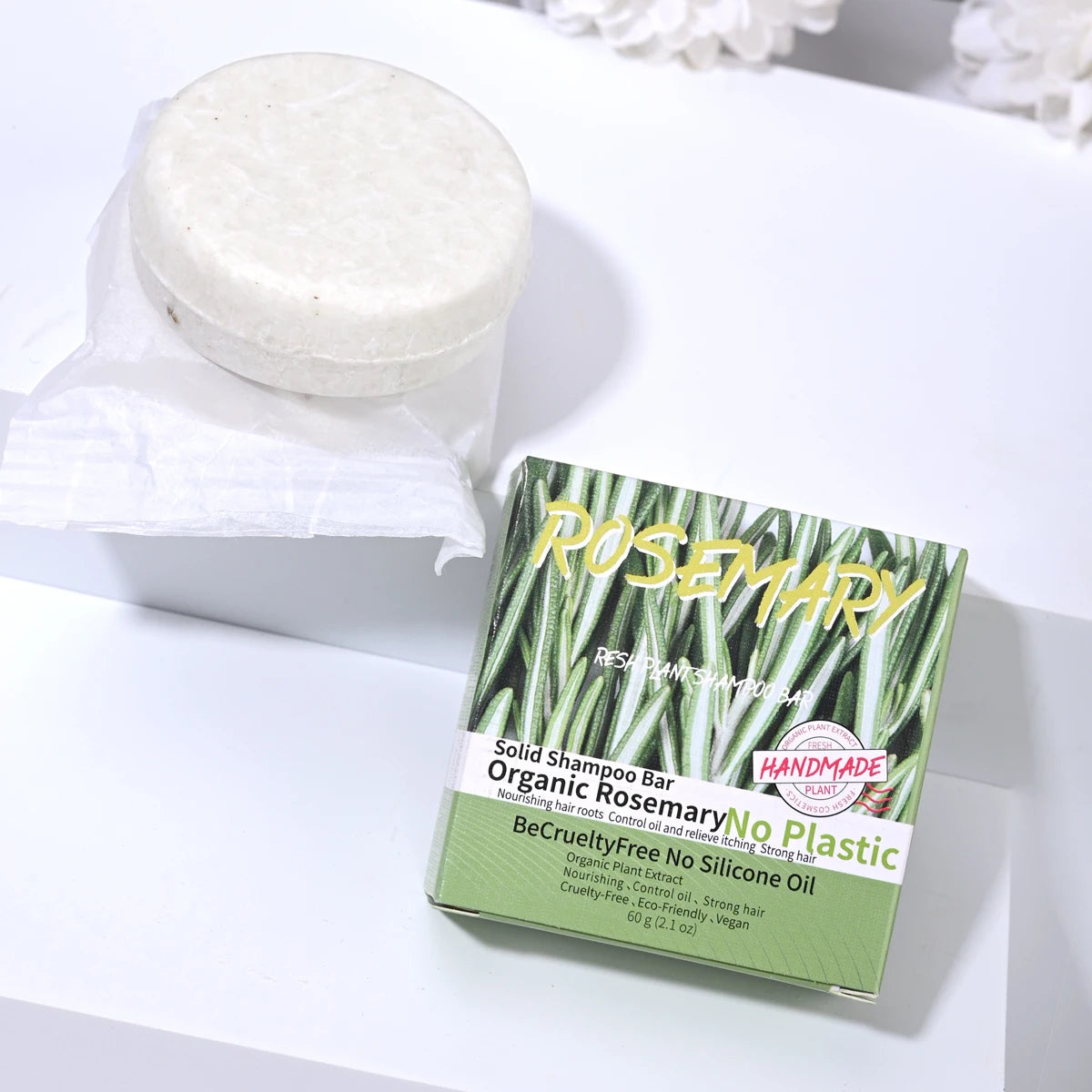 Natuurlijke rozemarijn shampoozeep 60g – Handgemaakte anti-roos en oliecontrole