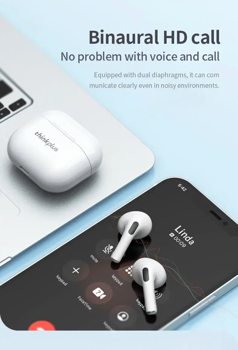 Original Lenovo LP40 Bluetooth 5.0 TWS Wireless Earphones Human Ear Design Headset Simple Operation Easy to Grasp Headphones
