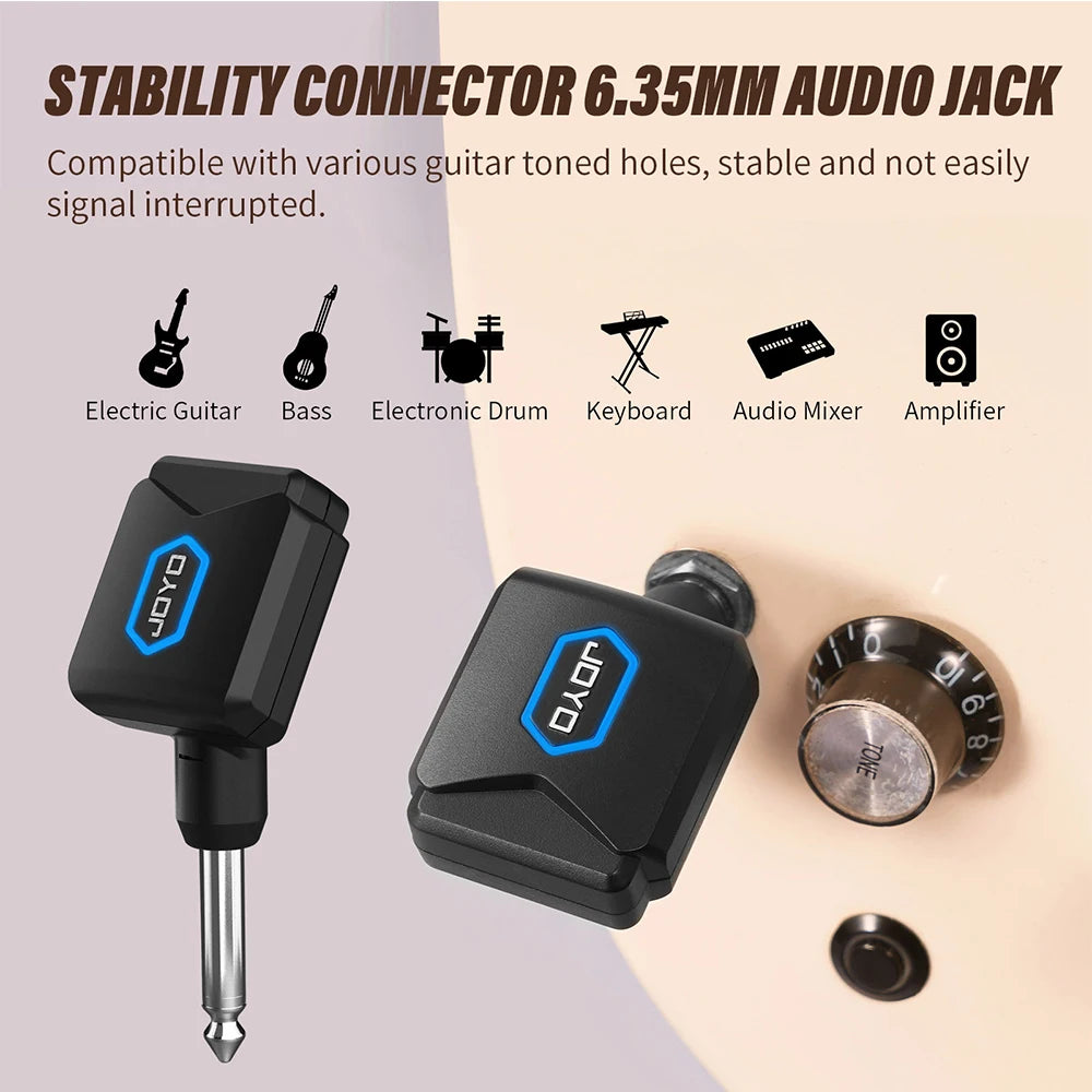 JOYO JW-06 Wireless Guitar System 5.8GHz Rechargeable Digital Wireless Guitar Transmitter Receiver with Portable Charging Case