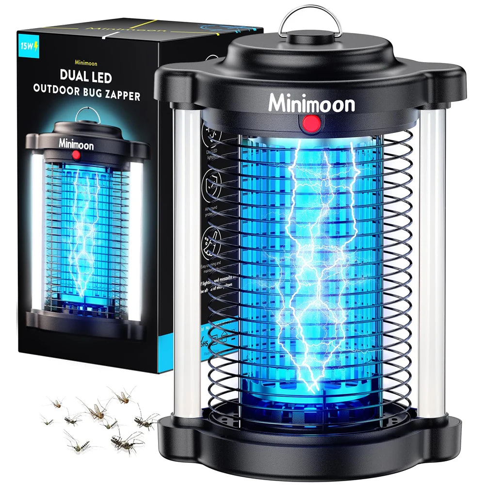 High Effective Bug Zapper Outdoor Mosquito Zapper with Dual LED Light, 4200V Fly Zapper, 15W Electric Fly Trap, IPX4 Insect Trap