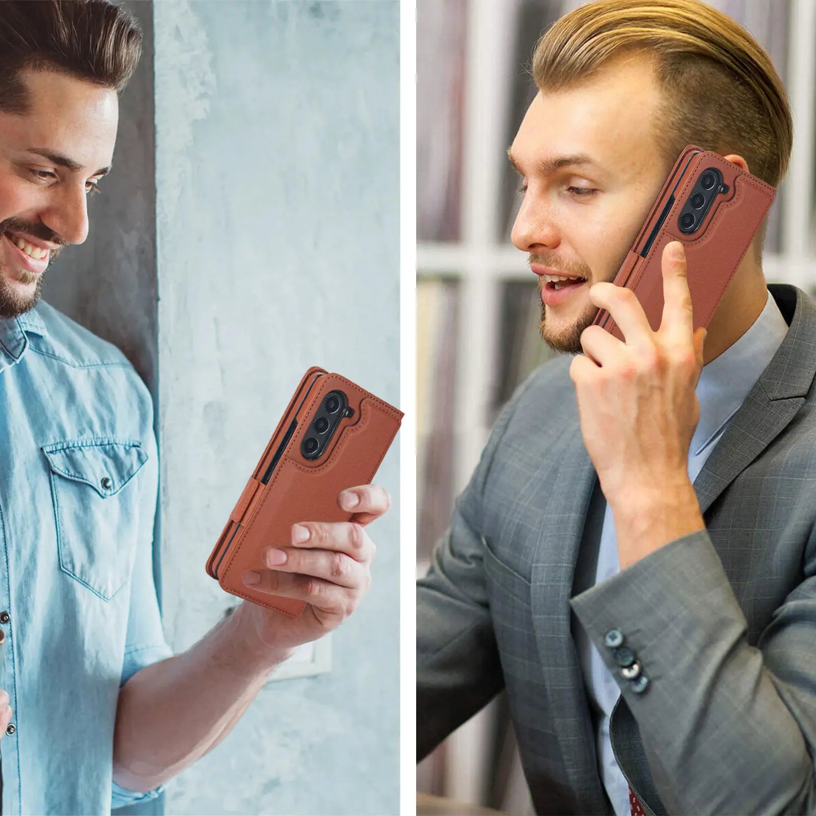 for Samsung Galaxy Z Fold 5/4/3 Phone Case,【RFID Blocking】for Women Men with Card Holder Leather Protective Cover for Z Fold 5