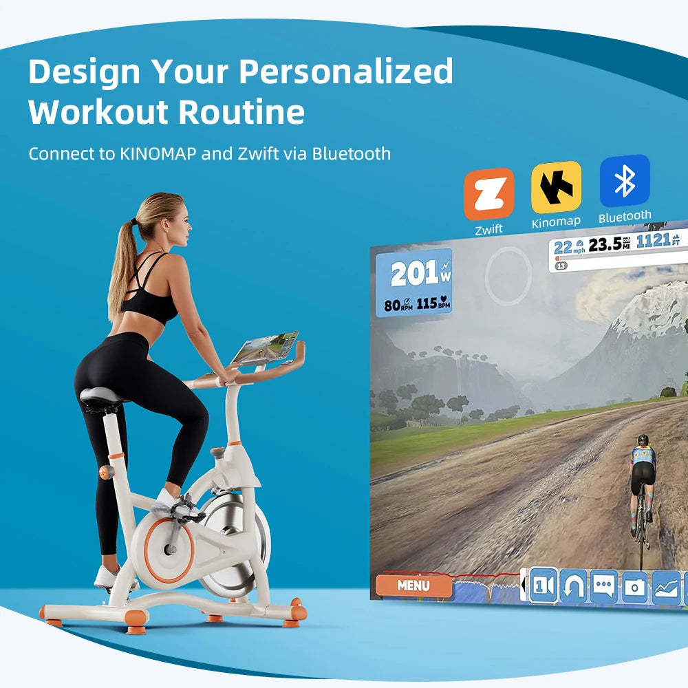 Exercise Bike Spinning Sport Indoor Flywheel Quiet Magnetic Resistance Bicycle Aerobic Exercise ﻿Heart Rate Calories Bluetooth