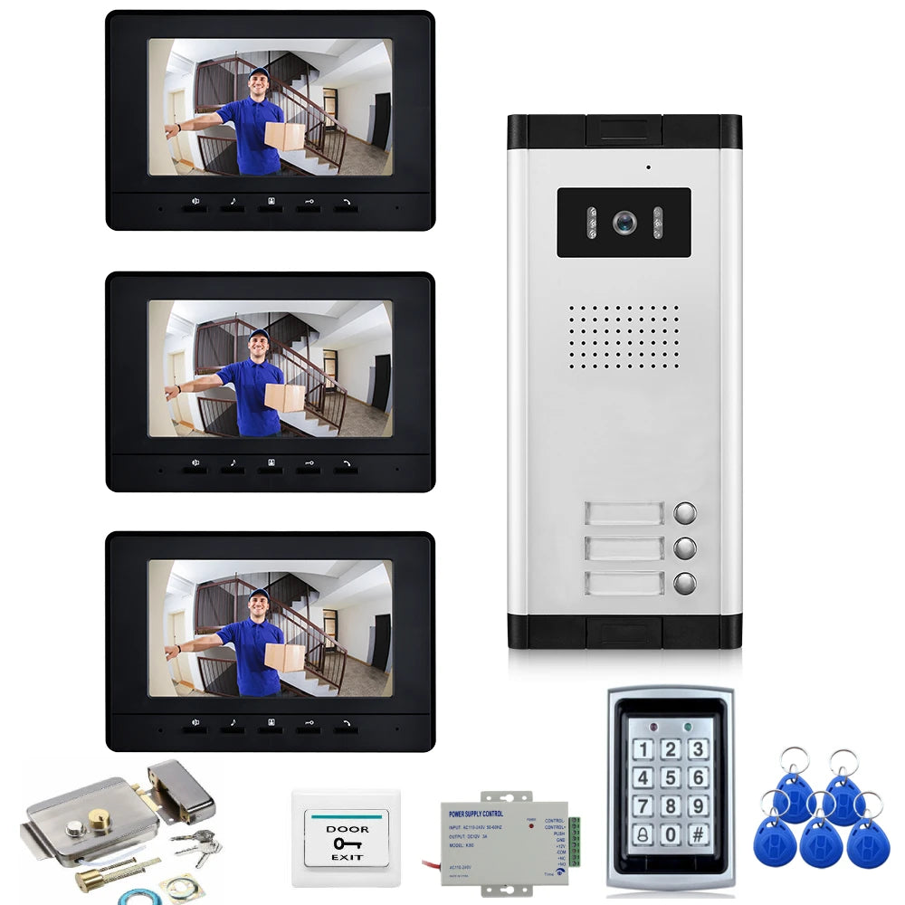 Home Video Doorbell Security Doorphone Wired 2/3/4/5/6/8/10/12 Units Apartment Two-way Audio Visual Intercom System