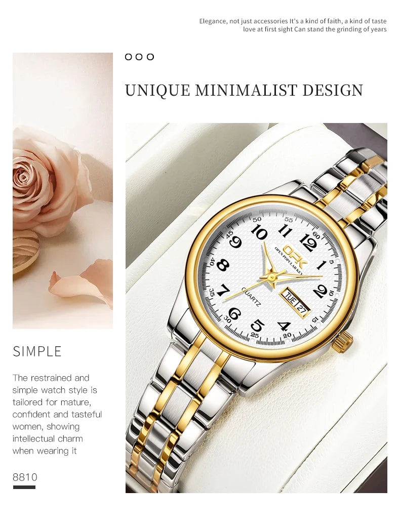 OPK 8110 Watch For Women Quartz Watch Waterproof Classic Luxury Brand Ladies Watch Stainless Steel Strap Watches Reloj Mujer