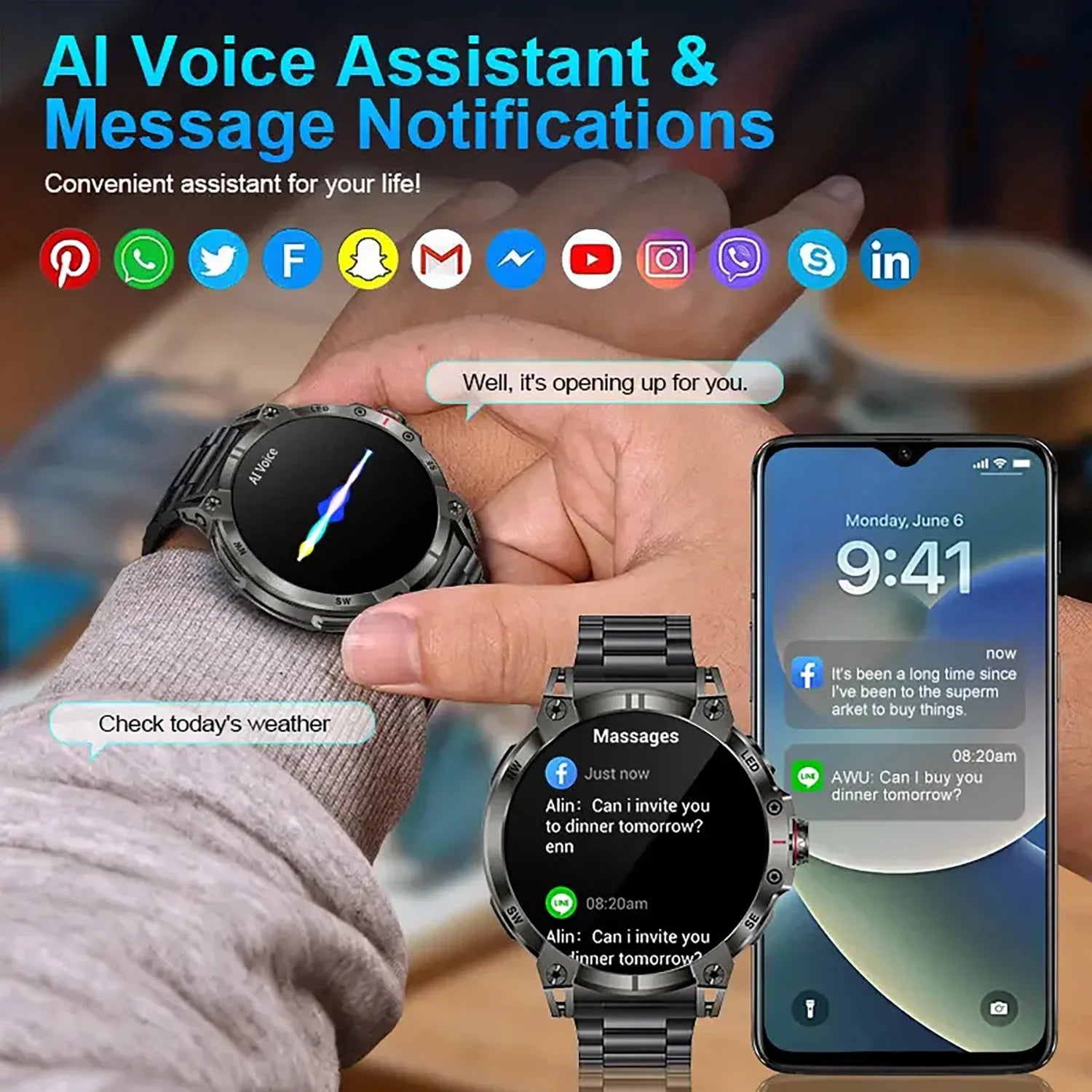 Xiaomi 760mAh Large Battery Outdoor Smart Watch Men 1.85 inch HD Screen GPS Compass Bluetooth Call IP68 Waterproof Smartwatch