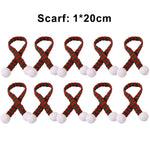 Mini Santa Knitted Hat & Scarf Small Christmas Costume for Cat Rabbit Doll Lollipop Bottle Cap DIY Xmas Party Dinner Decoration