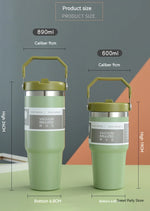 20oz/30oz Stainless Steel Thermos Mug With Straw Keeps Cold and Heat Thermal Mug Tumbler Outdoor Sports Thermal Water Bottle