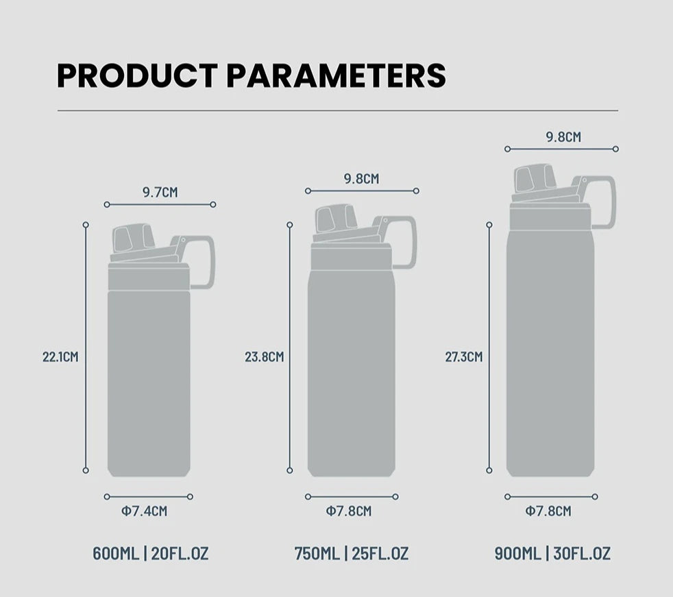 Tyeso Stainless Steel Sports Water Bottle Insulated Leak-Proof Portable Fitness Flask for Outdoor Workouts Travel Vacuum Flasks