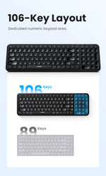 UGREEN Keyboard Wireless Bluetooth & 2.4GHz Russian/Korean/English Keycaps for Laptop MacBook iPad PC Tablet Bluetooth Keyboard