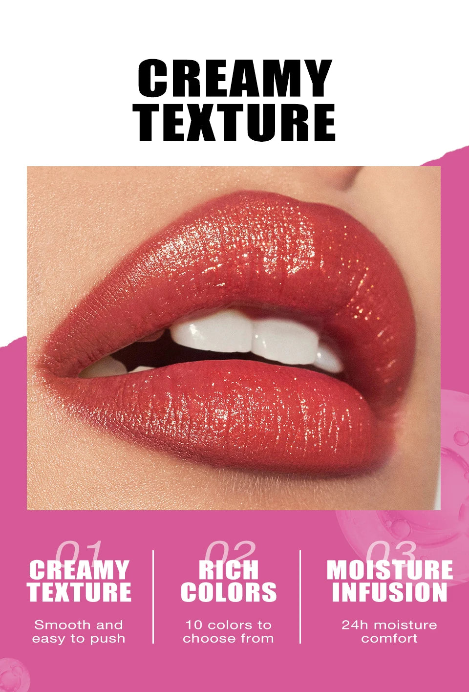 Diamond Pearlescent Lipstick Waterproof Long Lasting Non-stick Cup Matte Velvet Shiny Lipsticks Red Sexy Lips Makeup Cosmetics