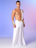 Mens Ancient Greek God Toga Gladiator Costumes Roman Emperor One Shoulder Sleeveless Robe Halloween Medieval Warrior Outfits