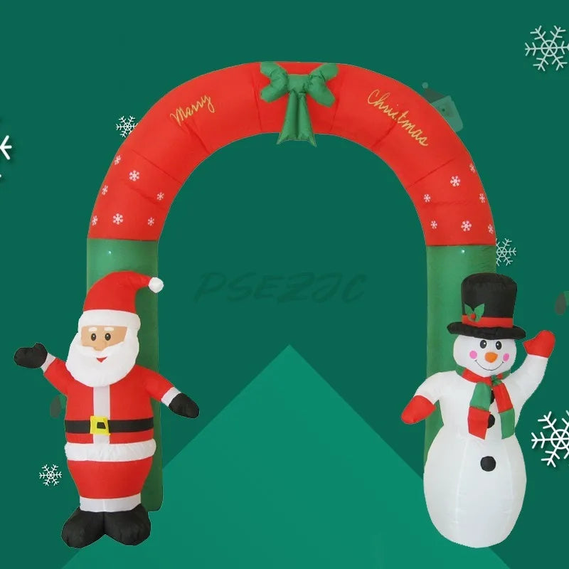 2.4m Christmas Scene Decorations Santa Claus Snowman Inflatable Arch Venue Arrangement Props
