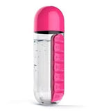 Portable Water Bottle with Built-in Pill Box for Medicines, Vitamins, Perfect for Outdoor, Gym, Fitness, Camping and Traveling